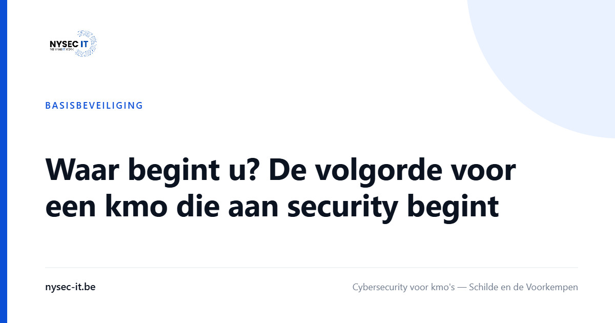 Waar begint u? De volgorde voor een kmo die aan security begint — Nysec-IT